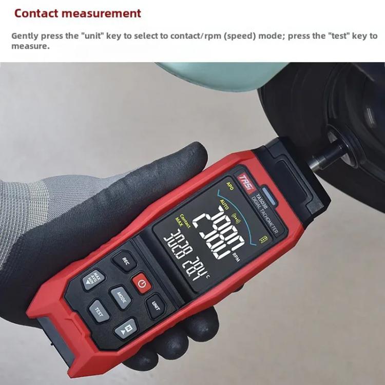 TASI Contact and Non-contact Dual Use Portable Measuring Speed Meter Digital Display Laser Tachometer