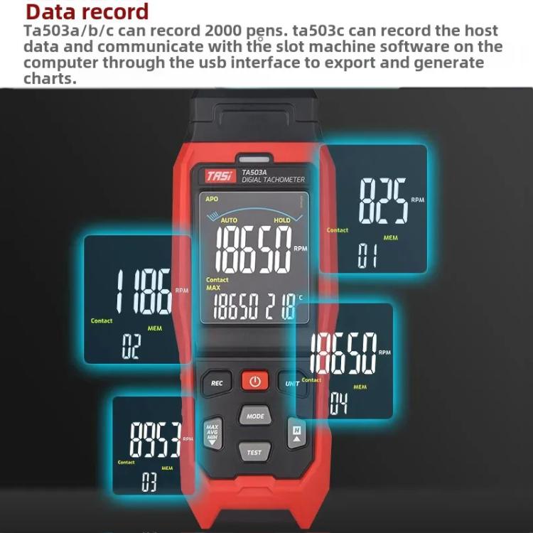TASI Contact Portable Measuring Speed Meter Digital Display Laser Tachometer