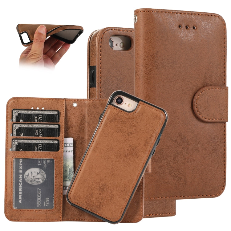 KLT888-2 Retro 2 in 1 Detachable Magnetic Horizontal Flip TPU + PU Leather Case with Holder & Card Slots & Photo Frame & Wallet, For iPhone 6 Plus, For iPhone SE 2022 / SE 2020 / 8 / 7, For iPhone 8 Plus / 7 Plus, For iPhone XS / X