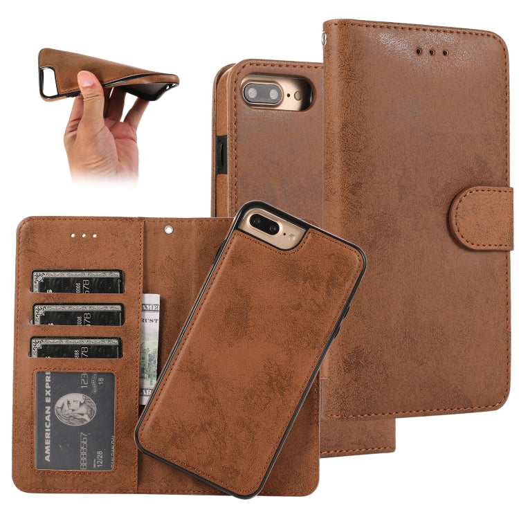 KLT888-2 Retro 2 in 1 Detachable Magnetic Horizontal Flip TPU + PU Leather Case with Holder & Card Slots & Photo Frame & Wallet, For iPhone 6 Plus, For iPhone SE 2022 / SE 2020 / 8 / 7, For iPhone 8 Plus / 7 Plus, For iPhone XS / X