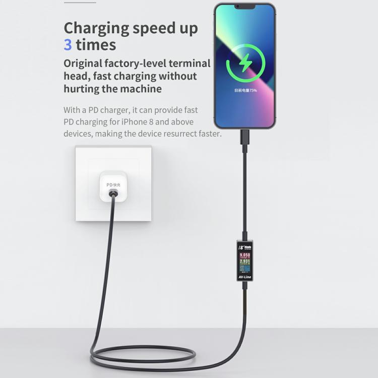 18 Kinds AV-Line Pro 1.2m Intelligent Detection Charging Data Cable, Type-C to  8 Pin, Type-C to Type-C