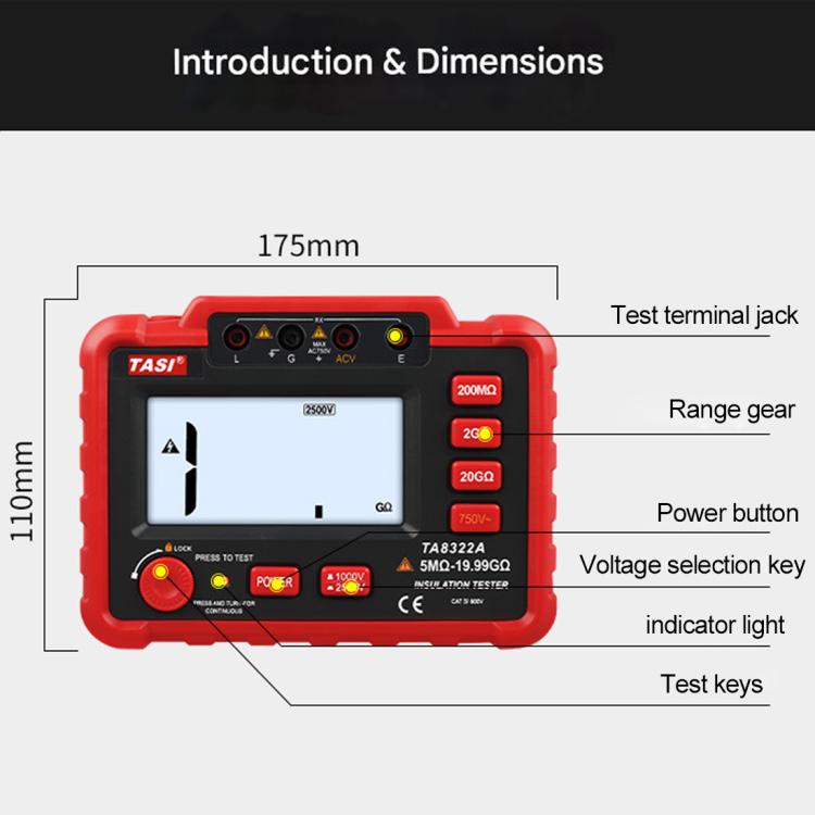 TASI TA8322A High Voltage Digital Electronic Meter Insulation Resistance Tester