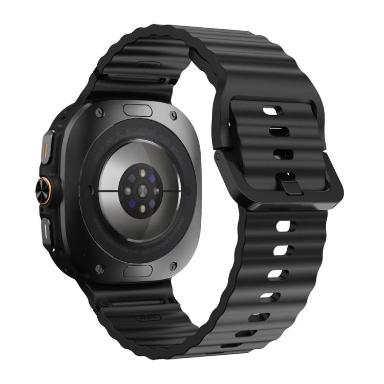 For Samsung Galaxy Watch8 Classic 46mm / Watch8 44mm / 40mm xDfind Wavy Grain Stitched Silicone Watch Band, L