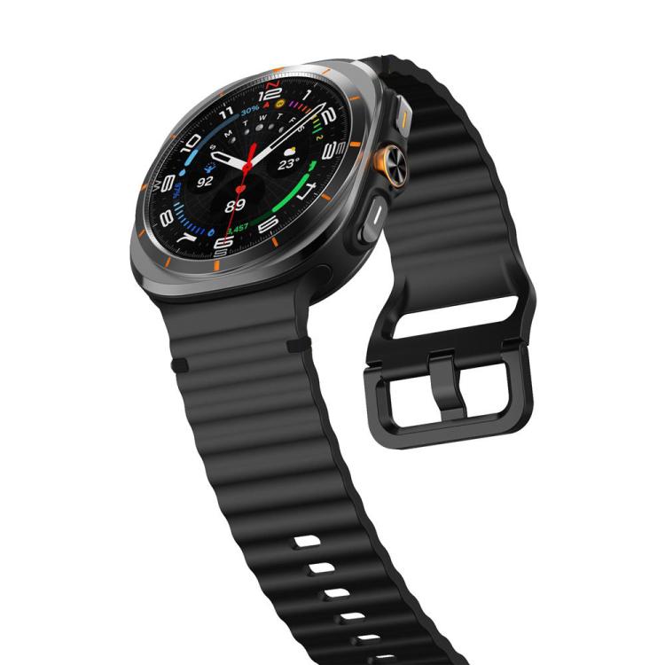 For Samsung Galaxy Watch8 Classic 46mm / Watch8 44mm / 40mm xDfind Wavy Grain Stitched Silicone Watch Band, L