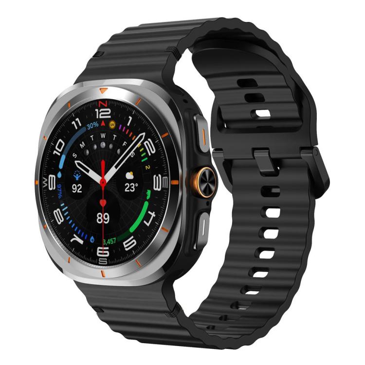 For Samsung Galaxy Watch8 Classic 46mm / Watch8 44mm / 40mm xDfind Wavy Grain Stitched Silicone Watch Band, L