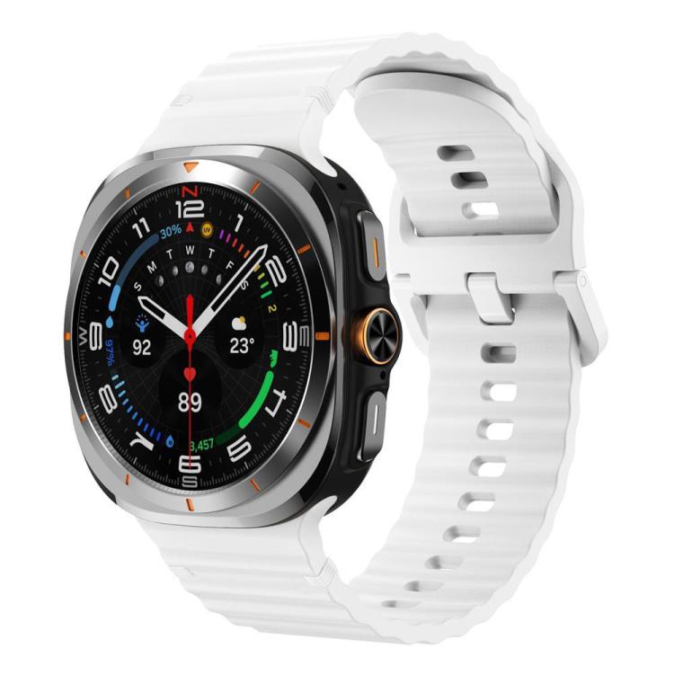 For Samsung Galaxy Watch8 Classic 46mm / Watch8 44mm / 40mm xDfind Wavy Grain Stitched Silicone Watch Band, L