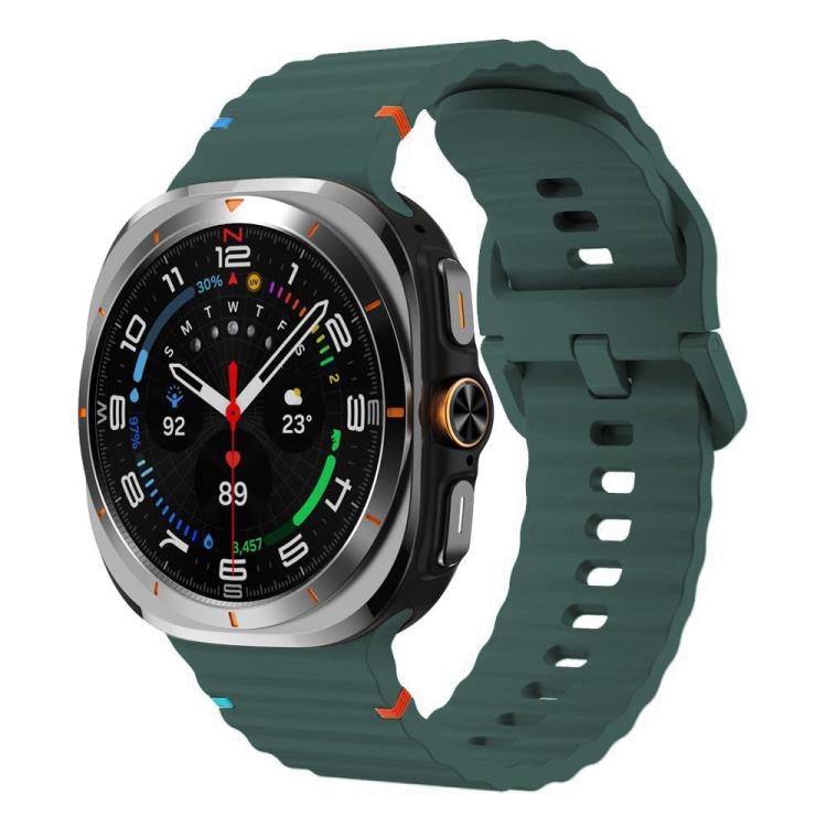 For Samsung Galaxy Watch8 Classic 46mm / Watch8 44mm / 40mm xDfind Wavy Grain Stitched Silicone Watch Band, L