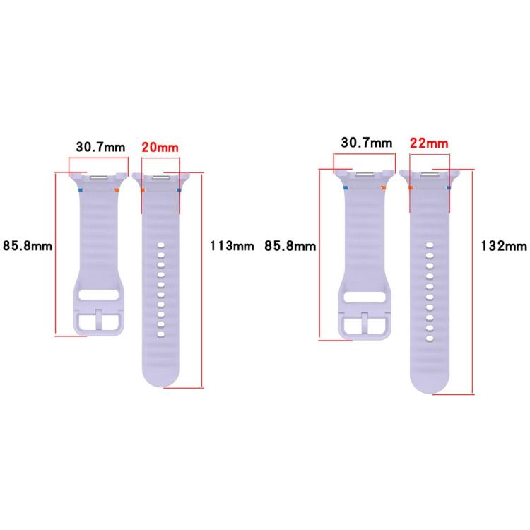 For Samsung Galaxy Watch8 Classic 46mm / Watch8 44mm / 40mm xDfind Wavy Grain Stitched Silicone Watch Band, L