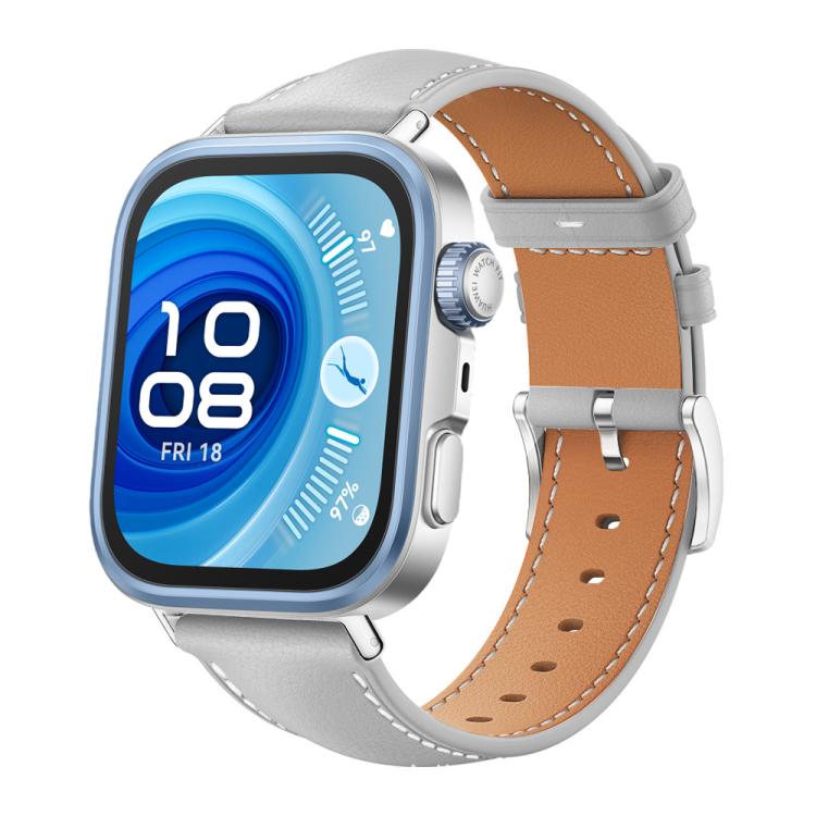 xDfind Flat Head Black Shark Fine Grain Leather Watch Band, For Huawei Watch Fit 4 Pro / Fit 4 / Fit 3 20mm, For Huawei Watch D2 22mm
