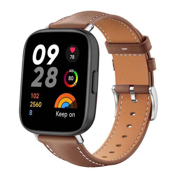 xDfind Flat Head Black Shark Fine Grain Leather Watch Band, For Xiaomi Band 9 Pro / Redmi Watch 6 / 5, For Redmi Watch 3 Active / Lite 20mm, For Redmi Watch 3 20mm