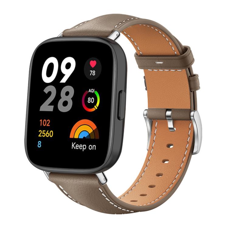xDfind Flat Head Black Shark Fine Grain Leather Watch Band, For Xiaomi Band 9 Pro / Redmi Watch 6 / 5, For Redmi Watch 3 Active / Lite 20mm, For Redmi Watch 3 20mm