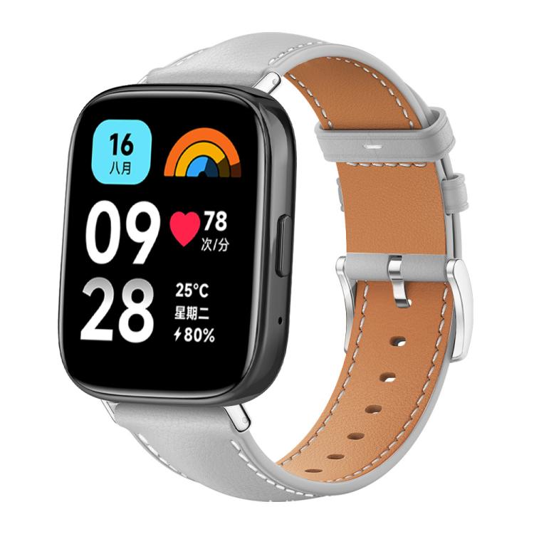 xDfind Flat Head Black Shark Fine Grain Leather Watch Band, For Xiaomi Band 9 Pro / Redmi Watch 6 / 5, For Redmi Watch 3 Active / Lite 20mm, For Redmi Watch 3 20mm