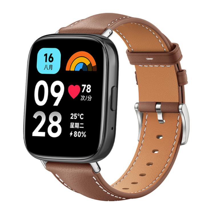 xDfind Flat Head Black Shark Fine Grain Leather Watch Band, For Xiaomi Band 9 Pro / Redmi Watch 6 / 5, For Redmi Watch 3 Active / Lite 20mm, For Redmi Watch 3 20mm