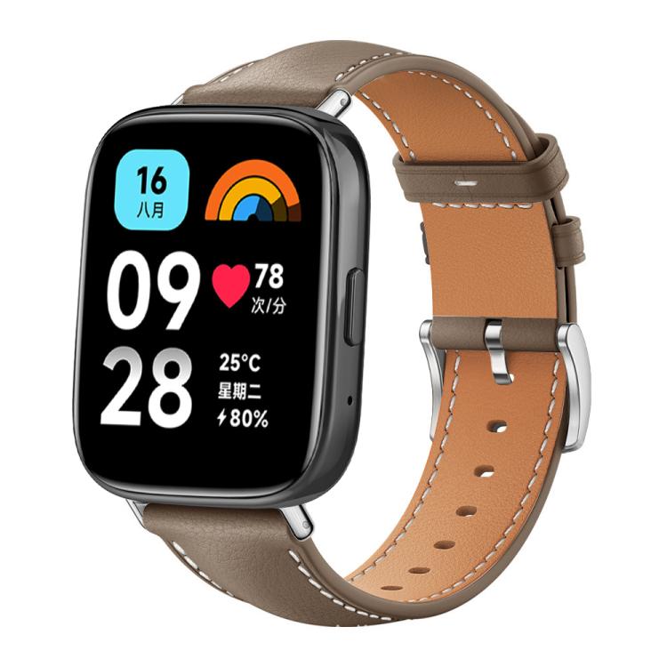xDfind Flat Head Black Shark Fine Grain Leather Watch Band, For Xiaomi Band 9 Pro / Redmi Watch 6 / 5, For Redmi Watch 3 Active / Lite 20mm, For Redmi Watch 3 20mm