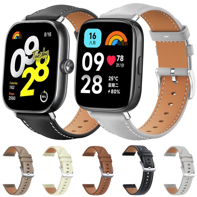 xDfind Flat Head Black Shark Fine Grain Leather Watch Band, For Xiaomi Band 9 Pro / Redmi Watch 6 / 5, For Redmi Watch 3 Active / Lite 20mm, For Redmi Watch 3 20mm