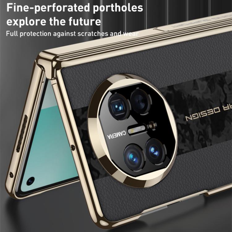 For Huawei Mate X3 / X5 GKK Integrated Cloud Pattern Plain Leather Contrast Color Stitching Folding Phone Case(Black)
