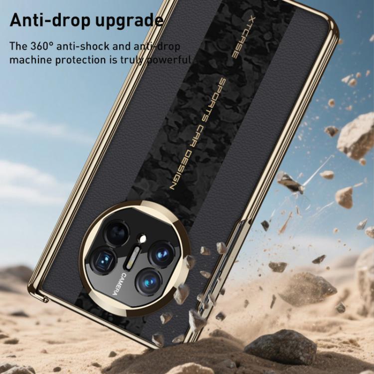 For Huawei Mate X3 / X5 GKK Integrated Cloud Pattern Plain Leather Contrast Color Stitching Folding Phone Case(Black)