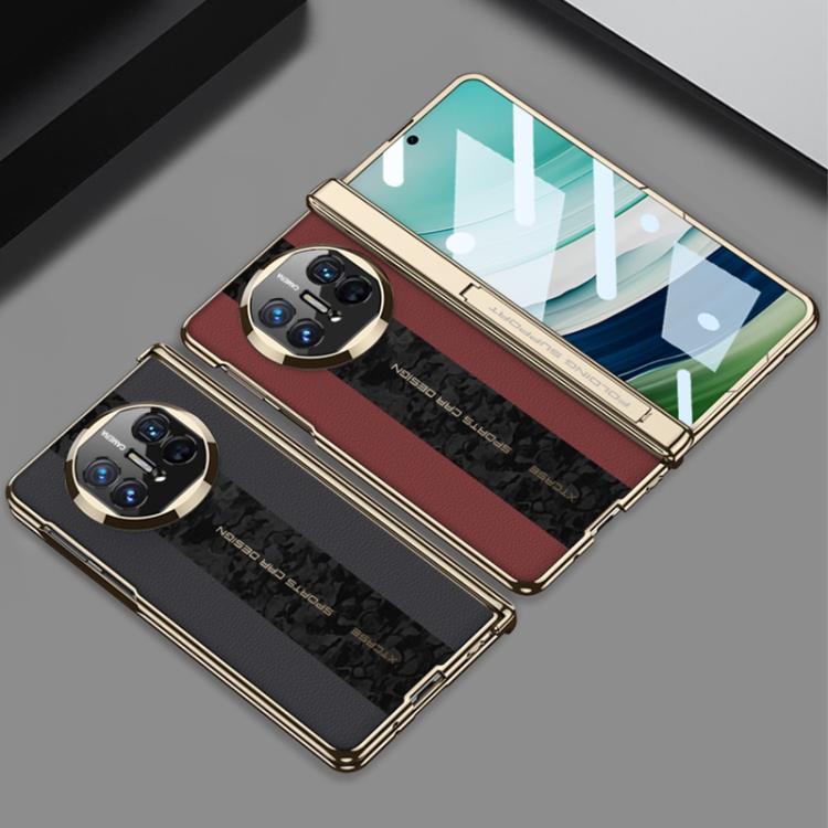 For Huawei Mate X3 / X5 GKK Integrated Cloud Pattern Plain Leather Contrast Color Stitching Folding Phone Case(Black)