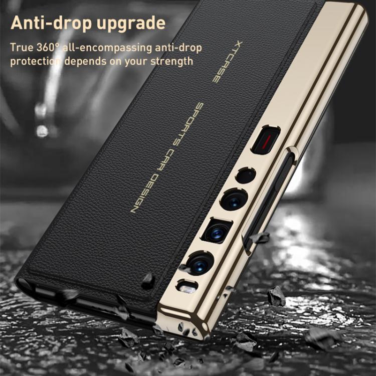 For Huawei Mate Xs 2 GKK Electroplated Plain Leather Flip Folding Phone Case(Red)