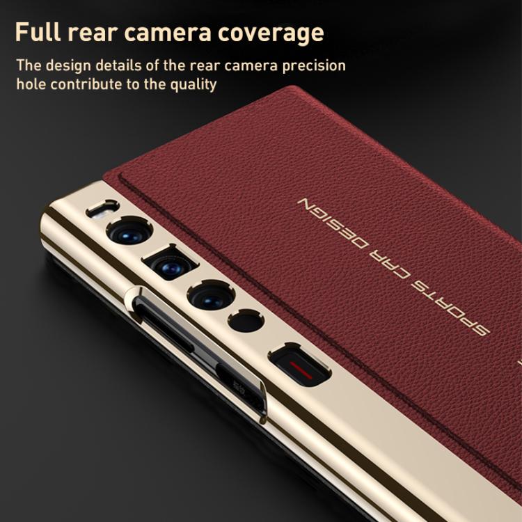For Huawei Mate Xs 2 GKK Electroplated Plain Leather Flip Folding Phone Case(Red)