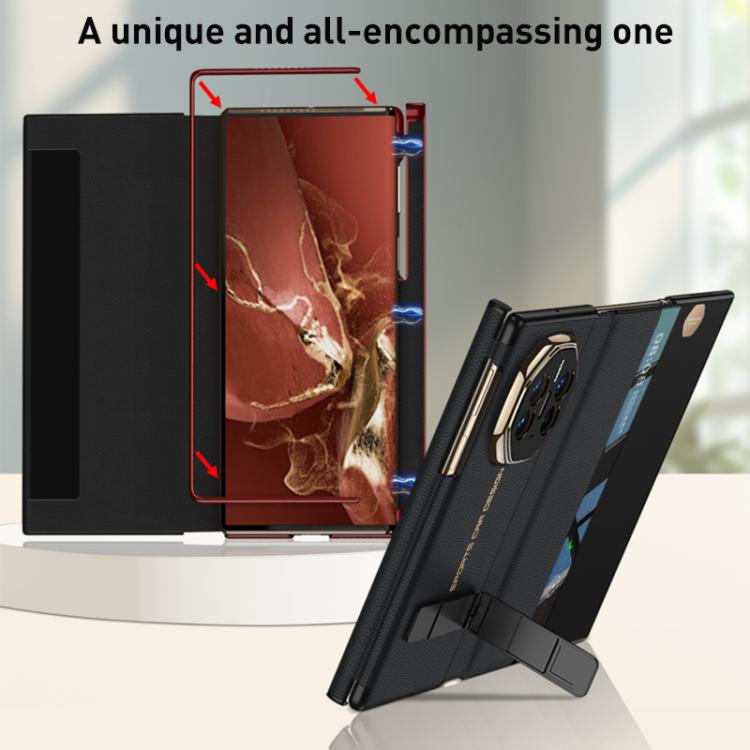 For Huawei Mate XT Ultimate GKK Magnetic Folding Full Cover Flip Phone Case with Slotted Rotating Bracket(Black)