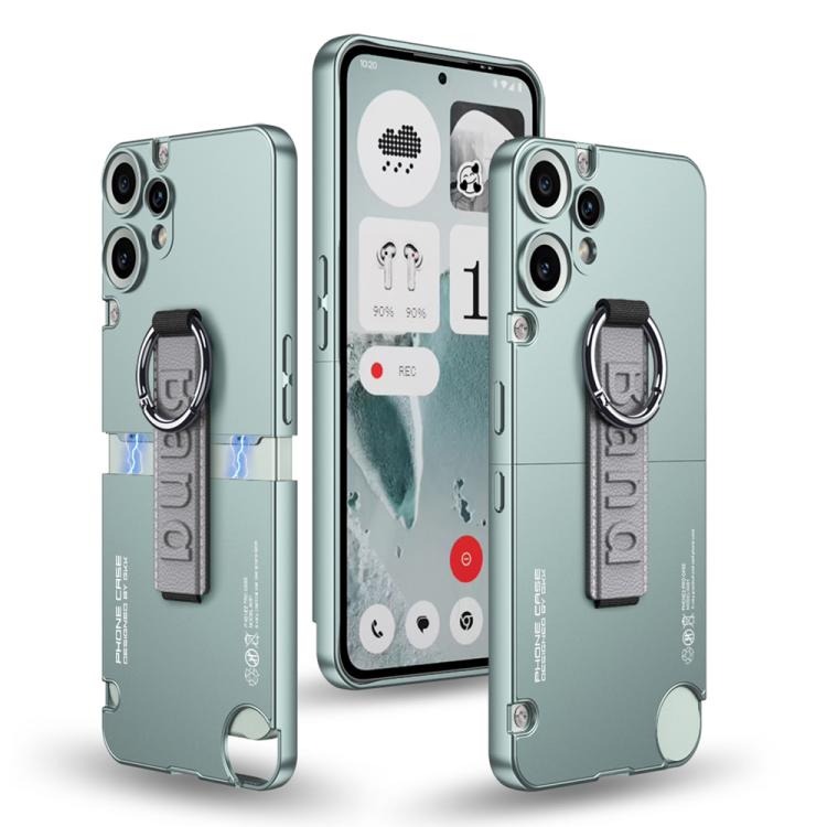 For Nothing CMF Phone 2 Pro GKK Mortise-Tenon Connection Contrast Color Phone Case with Ring Wrist Strap(Blue)