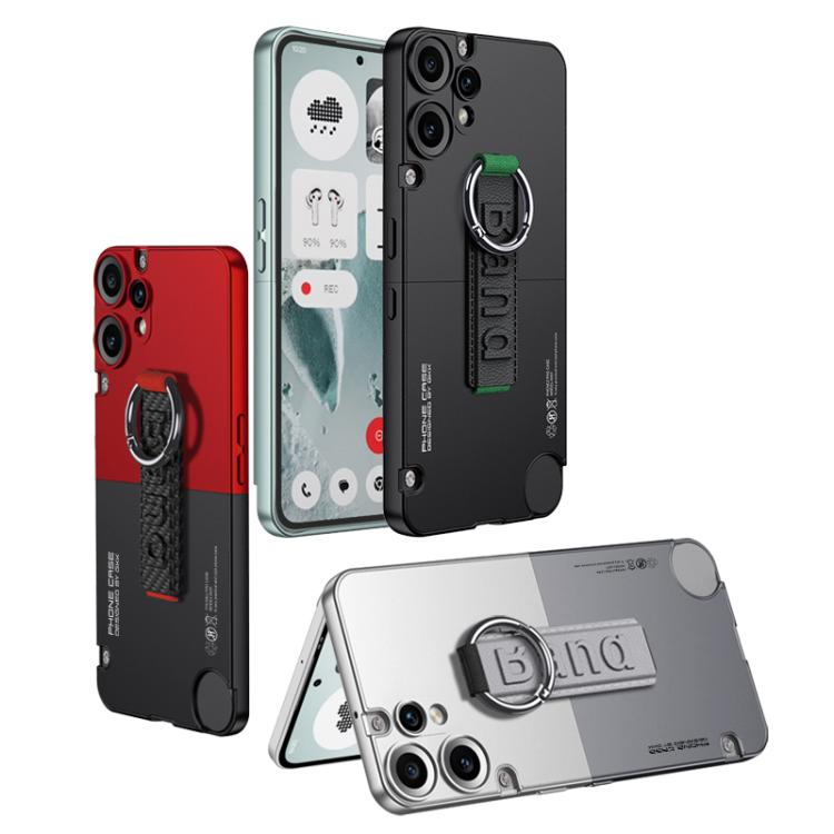 For Nothing CMF Phone 2 Pro GKK Mortise-Tenon Connection Contrast Color Phone Case with Ring Wrist Strap(Red Black)