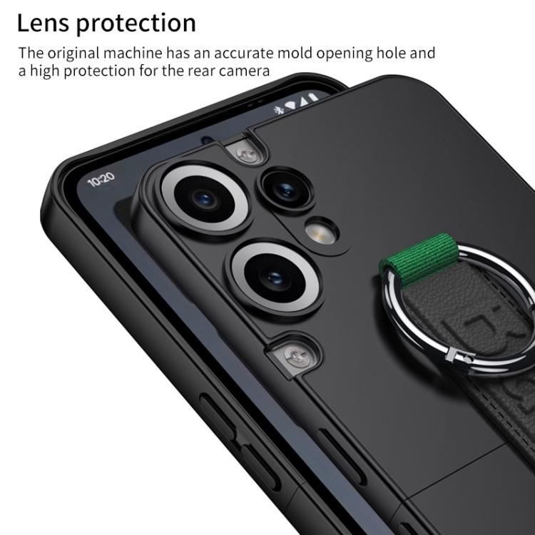 For Nothing CMF Phone 2 Pro GKK Mortise-Tenon Connection Contrast Color Phone Case with Ring Wrist Strap(Black)