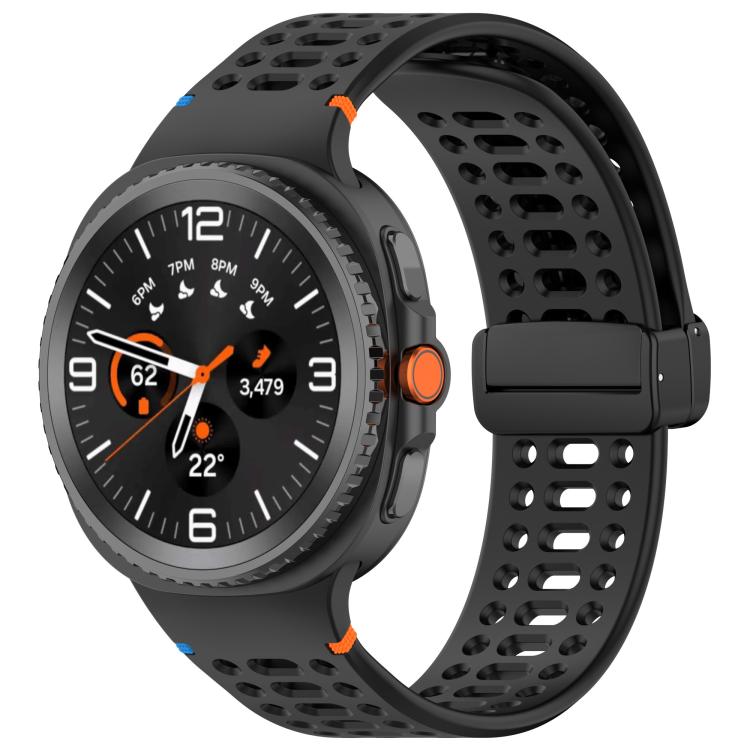 xDfind Magnetic Black Buckle Silicone Watch Band, For Samsung Galaxy Watch8 / Watch8 Classic