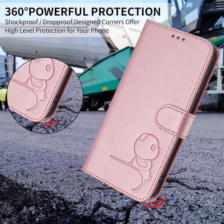 Litter Panda Embossing RFID Leather Phone Case with Lanyard, For iPhone 14 Pro Max, For iPhone SE 2022 / 2020 / 8 / 7, For iPhone 13 Pro Max, For iPhone 13 Pro