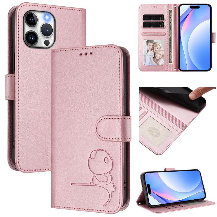 Litter Panda Embossing RFID Leather Phone Case with Lanyard, For iPhone 14 Pro Max, For iPhone SE 2022 / 2020 / 8 / 7, For iPhone 13 Pro Max, For iPhone 13 Pro