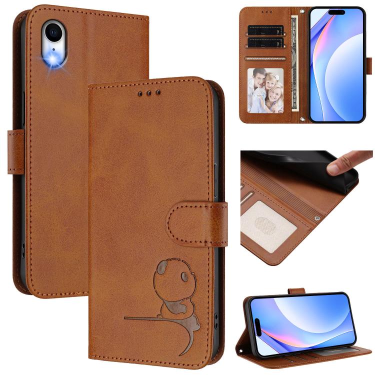 Litter Panda Embossing RFID Leather Phone Case with Lanyard, For iPhone XR, For iPhone XS Max, For iPhone 8 Plus / 7 Plus