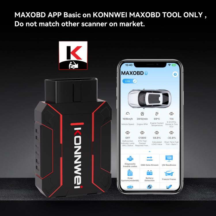 KONNWEI MAXOBD Full Car System Scanner OBD2 Diagnostic Tool Code Read, MAXOBD