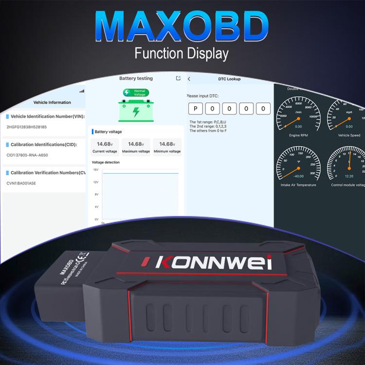KONNWEI MAXOBD Full Car System Scanner OBD2 Diagnostic Tool Code Read, MAXOBD