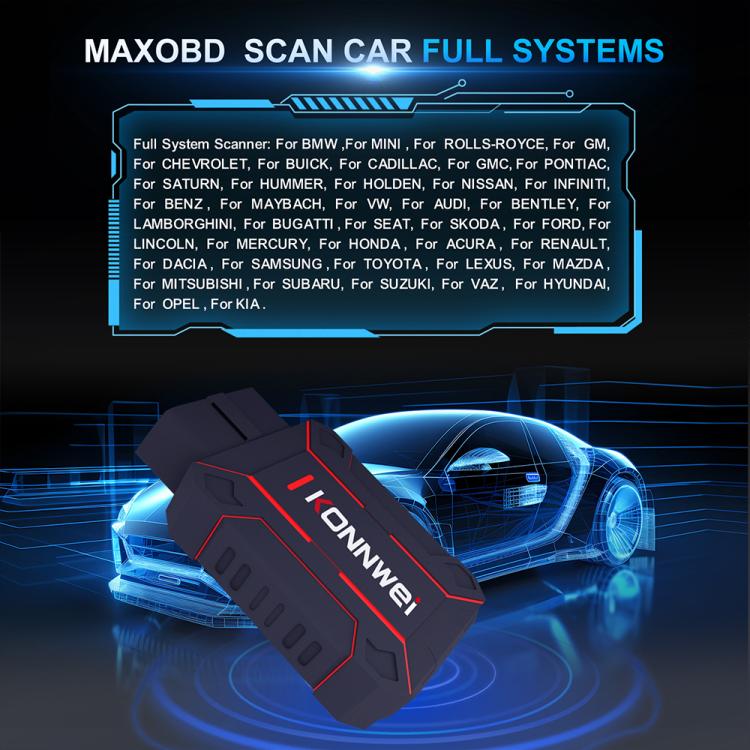KONNWEI MAXOBD Full Car System Scanner OBD2 Diagnostic Tool Code Read, MAXOBD