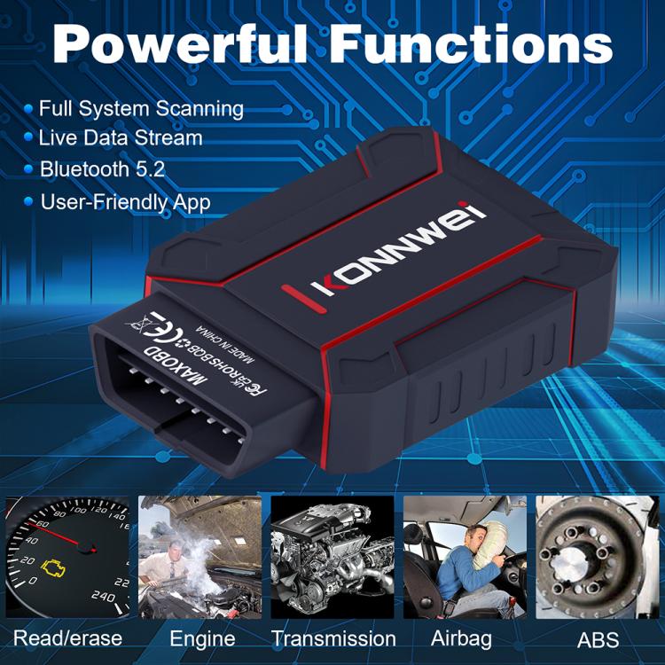 KONNWEI MAXOBD Full Car System Scanner OBD2 Diagnostic Tool Code Read, MAXOBD