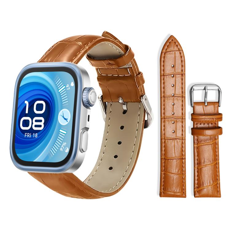 xDfind Bamboo Texture Pin Buckle Leather Watch Band, For Huawei Watch Fit 4 Pro / Fit 4 / Fit 3 20mm, For Huawei Band 10 / 9 / 8 14mm, For Huawei Watch D2 22mm