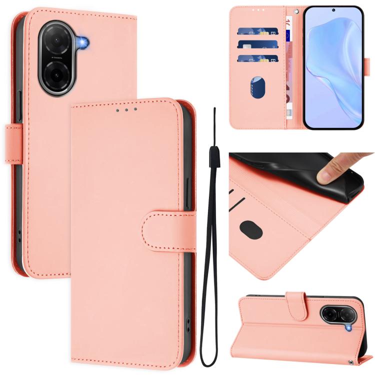 Skin Feel Solid Color Leather Phone Case with Lanyard, For Xiaomi 15T Pro 5G