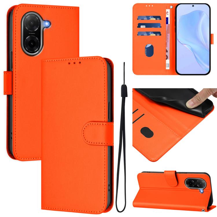 Skin Feel Solid Color Leather Phone Case with Lanyard, For Xiaomi 15T Pro 5G