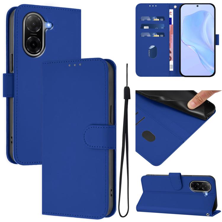 Skin Feel Solid Color Leather Phone Case with Lanyard, For Xiaomi 15T Pro 5G