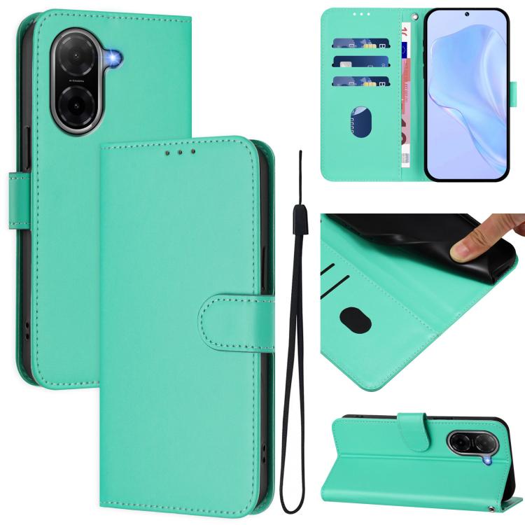 Skin Feel Solid Color Leather Phone Case with Lanyard, For Xiaomi 15T Pro 5G