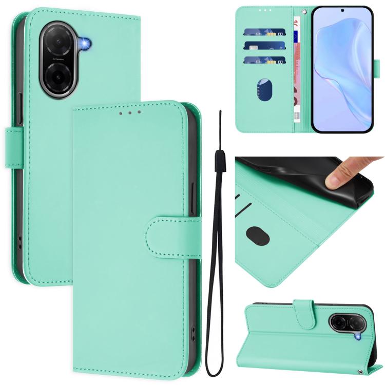 Skin Feel Solid Color Leather Phone Case with Lanyard, For Xiaomi 15T Pro 5G