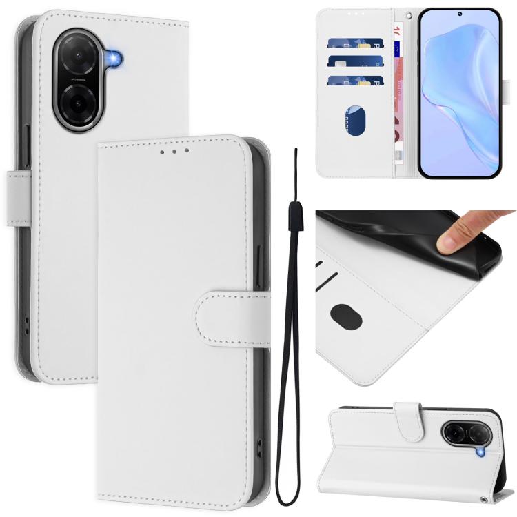 Skin Feel Solid Color Leather Phone Case with Lanyard, For Xiaomi 15T Pro 5G