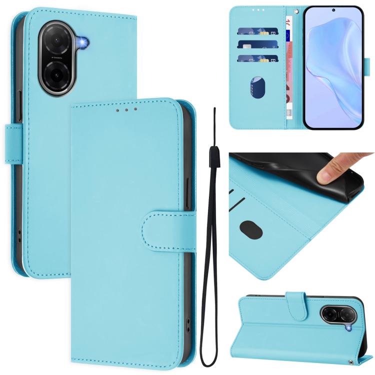 Skin Feel Solid Color Leather Phone Case with Lanyard, For Xiaomi 15T Pro 5G