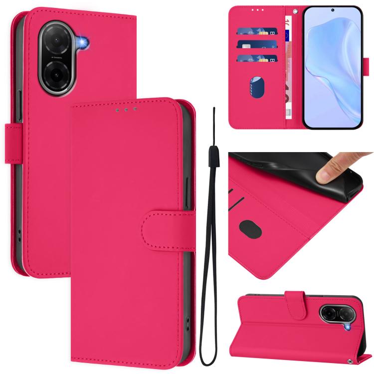 Skin Feel Solid Color Leather Phone Case with Lanyard, For Xiaomi 15T Pro 5G