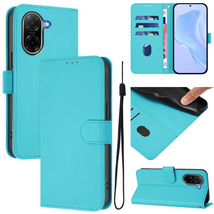 Skin Feel Solid Color Leather Phone Case with Lanyard, For Xiaomi 15T Pro 5G