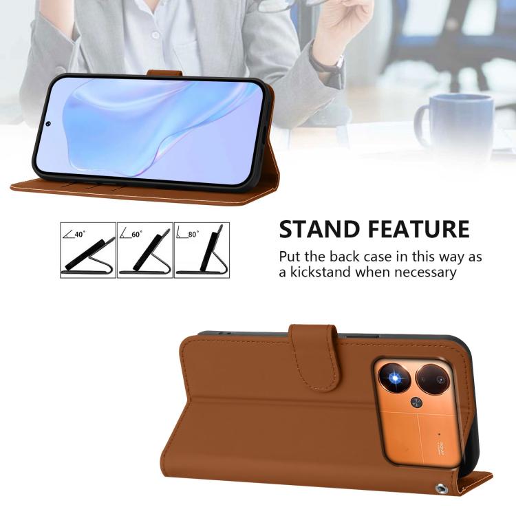 Skin Feel Solid Color Leather Phone Case with Lanyard, For Xiaomi Poco C71