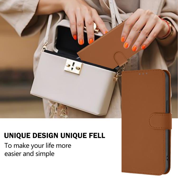 Skin Feel Solid Color Leather Phone Case with Lanyard, For Xiaomi Poco C71