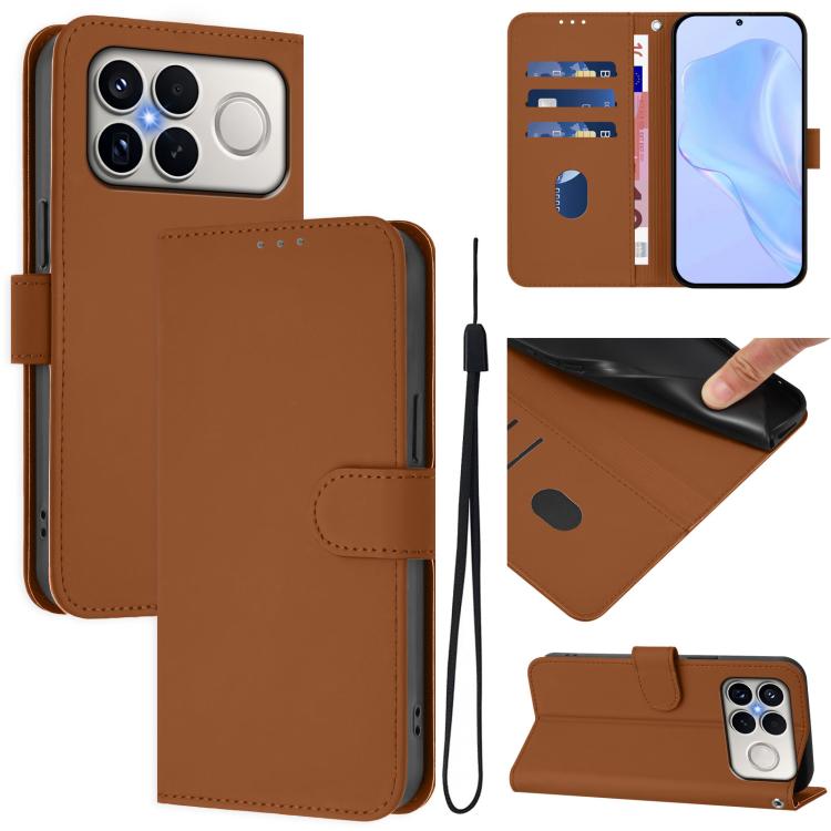 Skin Feel Solid Color Leather Phone Case with Lanyard, For Xiaomi 17 Max 5G