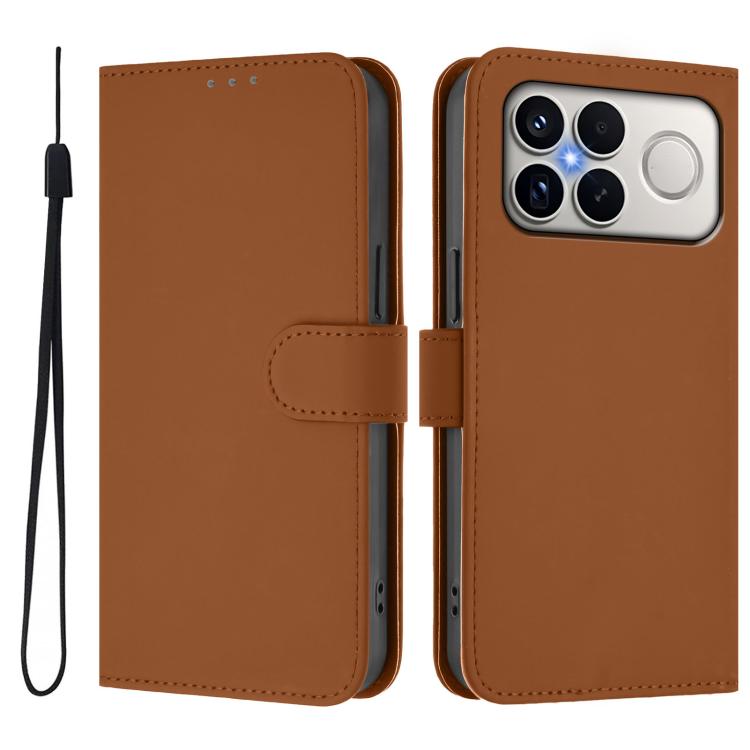 Skin Feel Solid Color Leather Phone Case with Lanyard, For Xiaomi 17 Max 5G